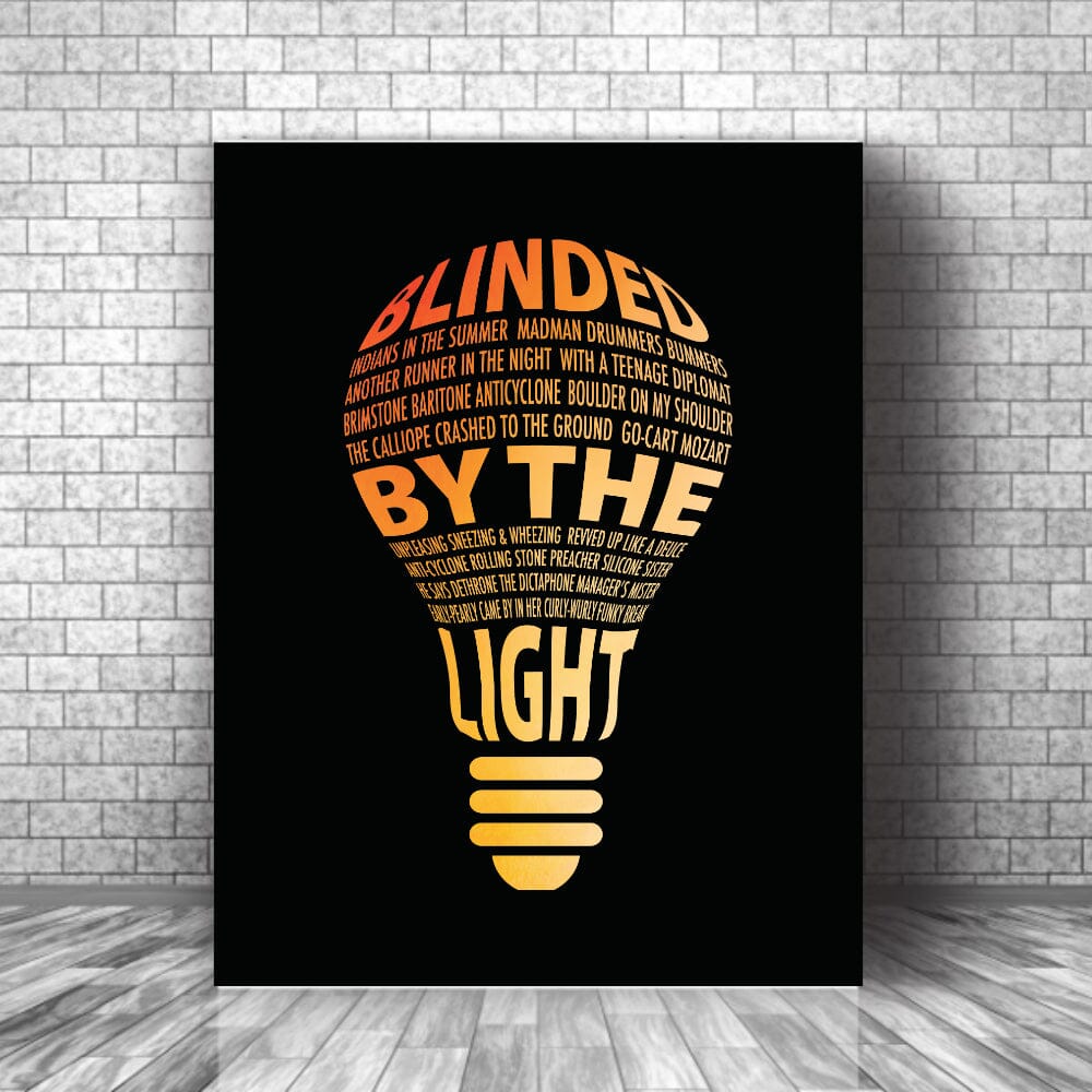 Blinded by the Light by Manfred Mann - 70s Rock Music Print Song Lyrics Art Song Lyrics Art 11x14 Canvas Wrap