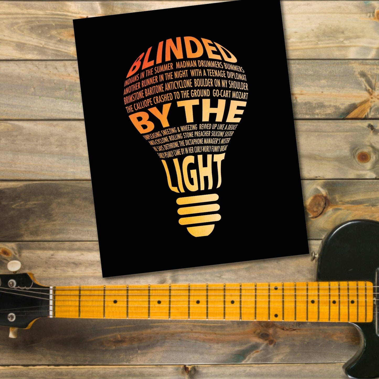 Blinded by the Light by Manfred Mann - 70s Rock Music Print Song Lyrics Art Song Lyrics Art