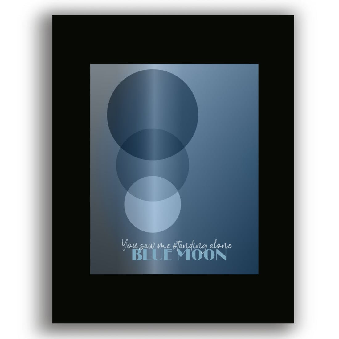 Blue Moon by the Marcels - 60s Song Lyric Wall Art Print Song Lyrics Art Song Lyrics Art 8x10 Black Matted Unframed Print