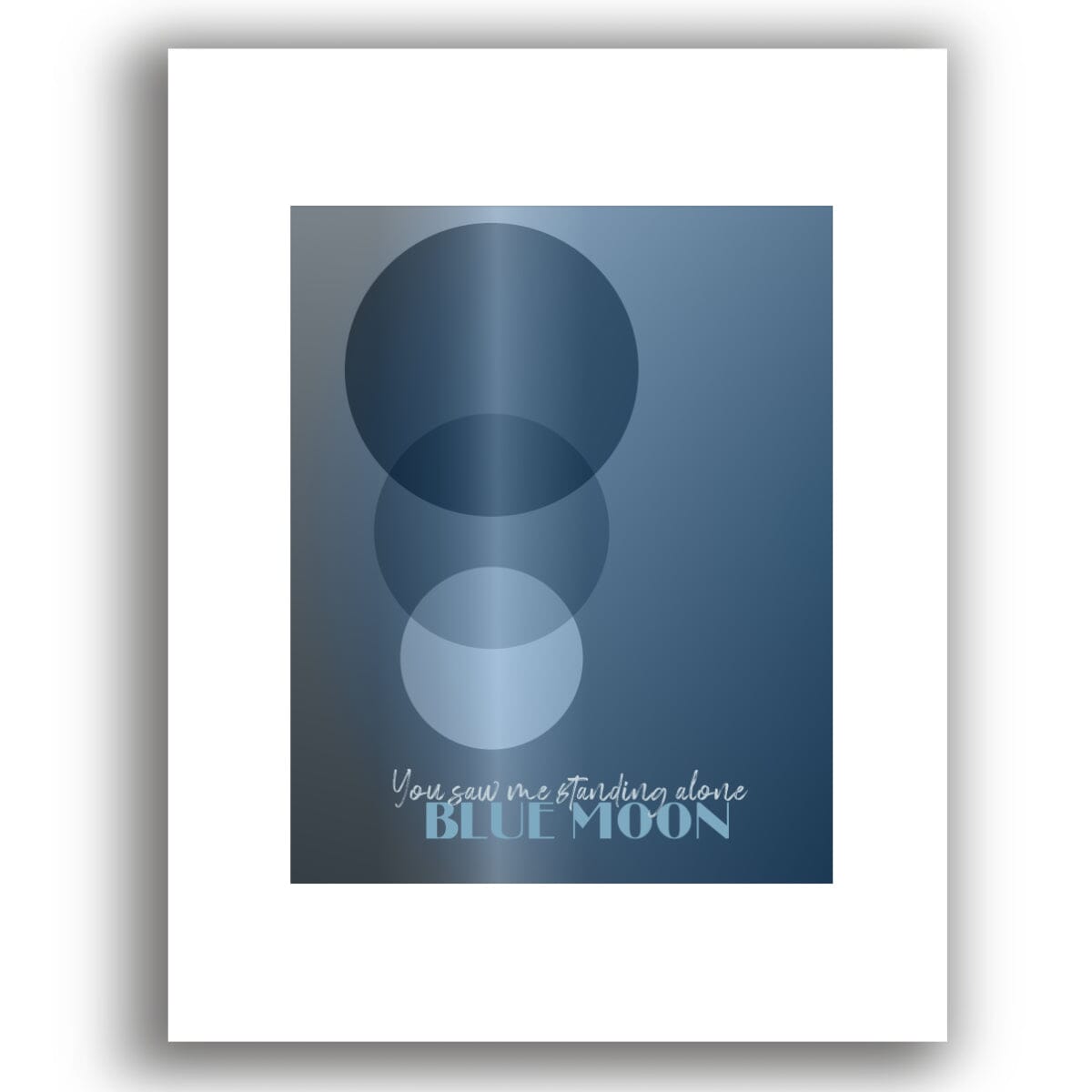 Blue Moon by the Marcels - 60s Song Lyric Wall Art Print Song Lyrics Art Song Lyrics Art 8x10 White Matted Unframed Print