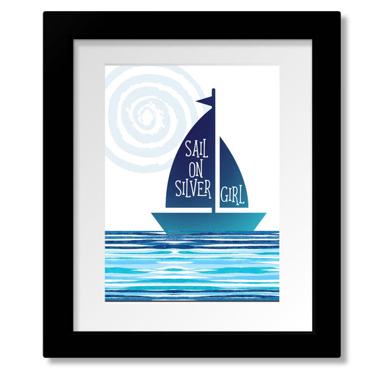 Bridge Over Troubled Water by Simon & Garfunkel - Lyric Art Song Lyrics Art Song Lyrics Art 8x10 Framed and Matted Print