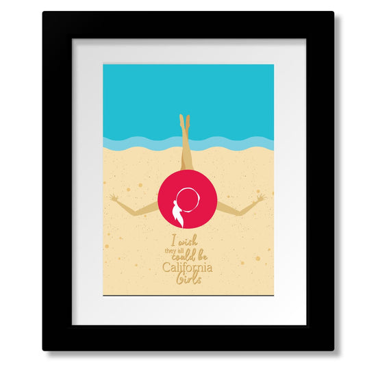 California Girls by Beach Boys - Music Lyric Poster Art Song Lyrics Art Song Lyrics Art 8x10 Matted and Framed Print