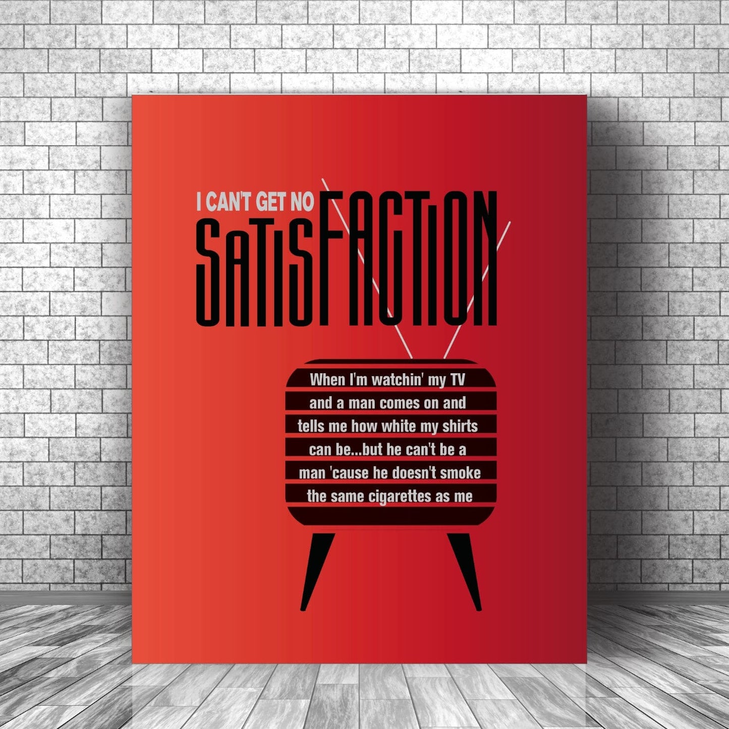 I Can't Get No Satisfaction by Rolling Stones - Lyric Print Song Lyrics Art Song Lyrics Art