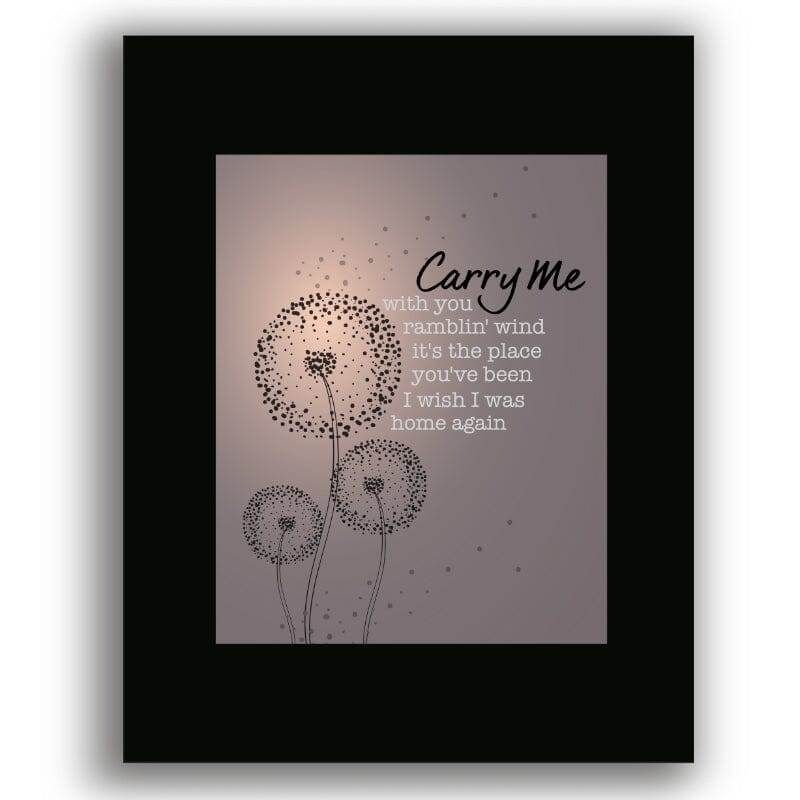 Carry Me by the Stampeders - 70s Song Lyric Wall Art Song Lyrics Art Song Lyrics Art 8x10 Black Matted Print 