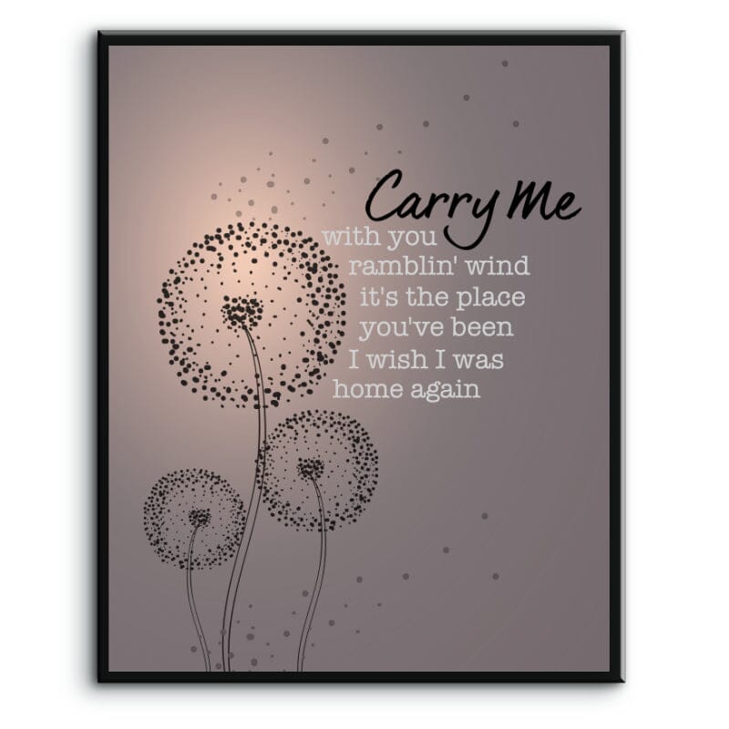 Carry Me by the Stampeders - 70s Song Lyric Wall Art Song Lyrics Art Song Lyrics Art 8x10 Plaque Mount