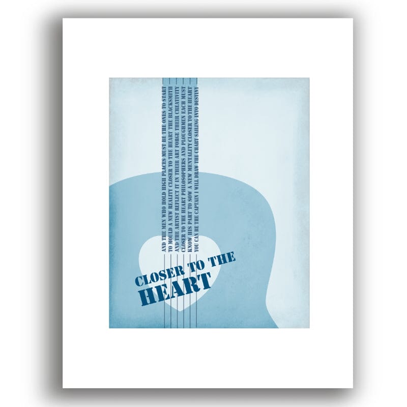 Closer to the Heart by Rush - Classic Rock Music Poster Art Song Lyrics Art Song Lyrics Art 8x10 White Matted Unframed Print