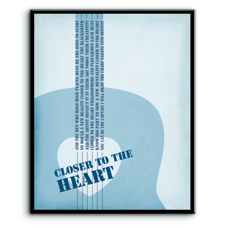 Closer to the Heart by Rush - Classic Rock Music Poster Art Song Lyrics Art Song Lyrics Art 8x10 Plaque Mount