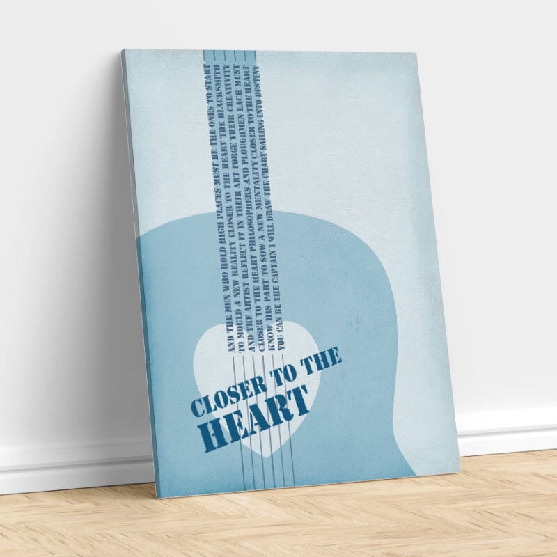 Closer to the Heart by Rush - Classic Rock Music Poster Art Song Lyrics Art Song Lyrics Art 11x14 Canvas Wrap