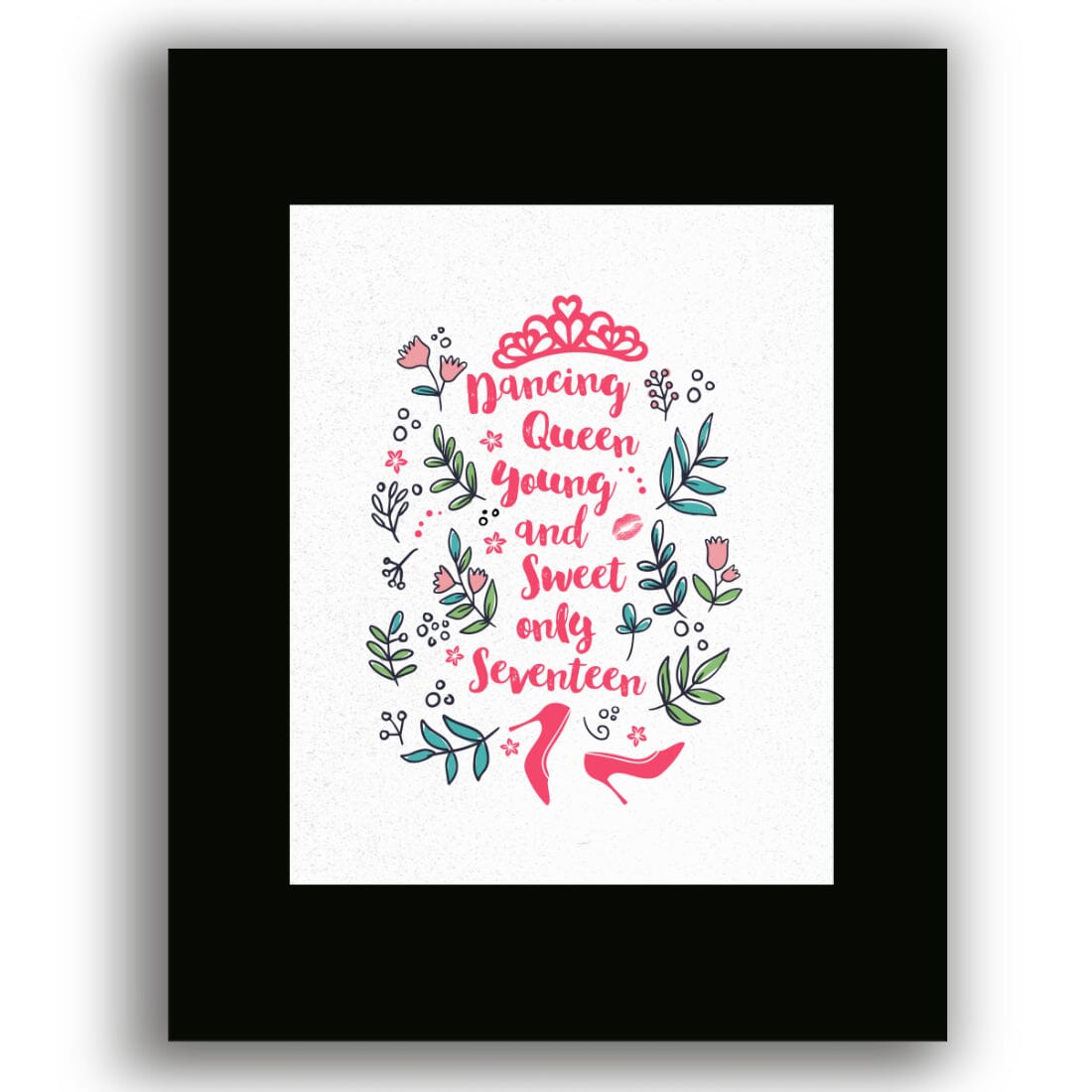 Dancing Queen by ABBA - Song Lyric Art Music Quote Print Song Lyrics Art Song Lyrics Art 8x10 Black Matted Unframed Print