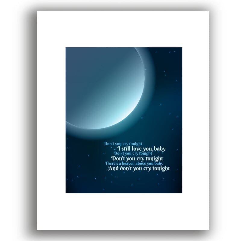 Don't Cry by Guns n' Roses - Song Lyric Art Wall Print Song Lyrics Art Song Lyrics Art 8x10 White Matted Print
