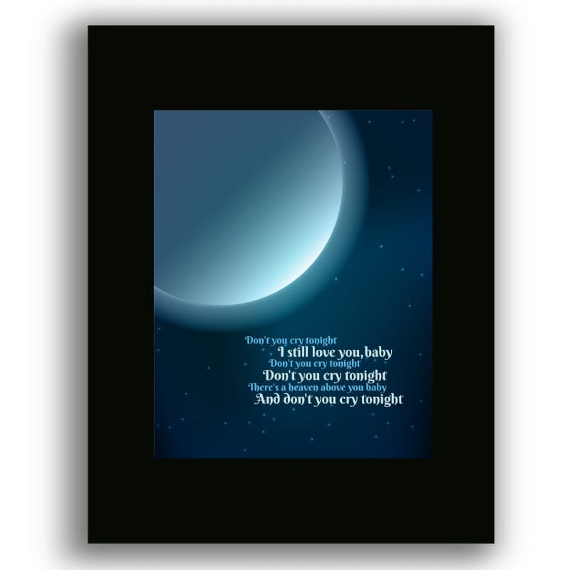 Don't Cry by Guns n' Roses - Song Lyric Art Wall Print Song Lyrics Art Song Lyrics Art 8x10 Black Matted Print