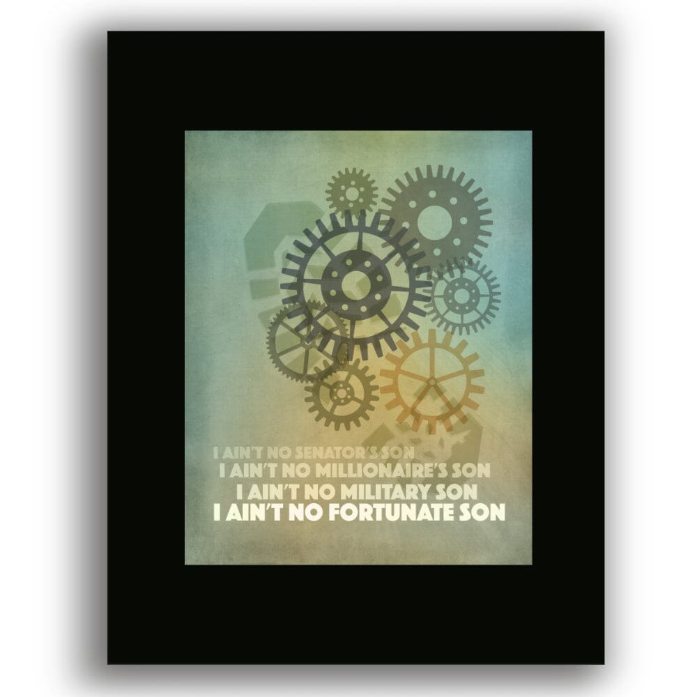 Fortunate Son by Creedence Clearwater Revival - Lyric Art Song Lyrics Art Song Lyrics Art 8x10 Black Matted Unframed Print