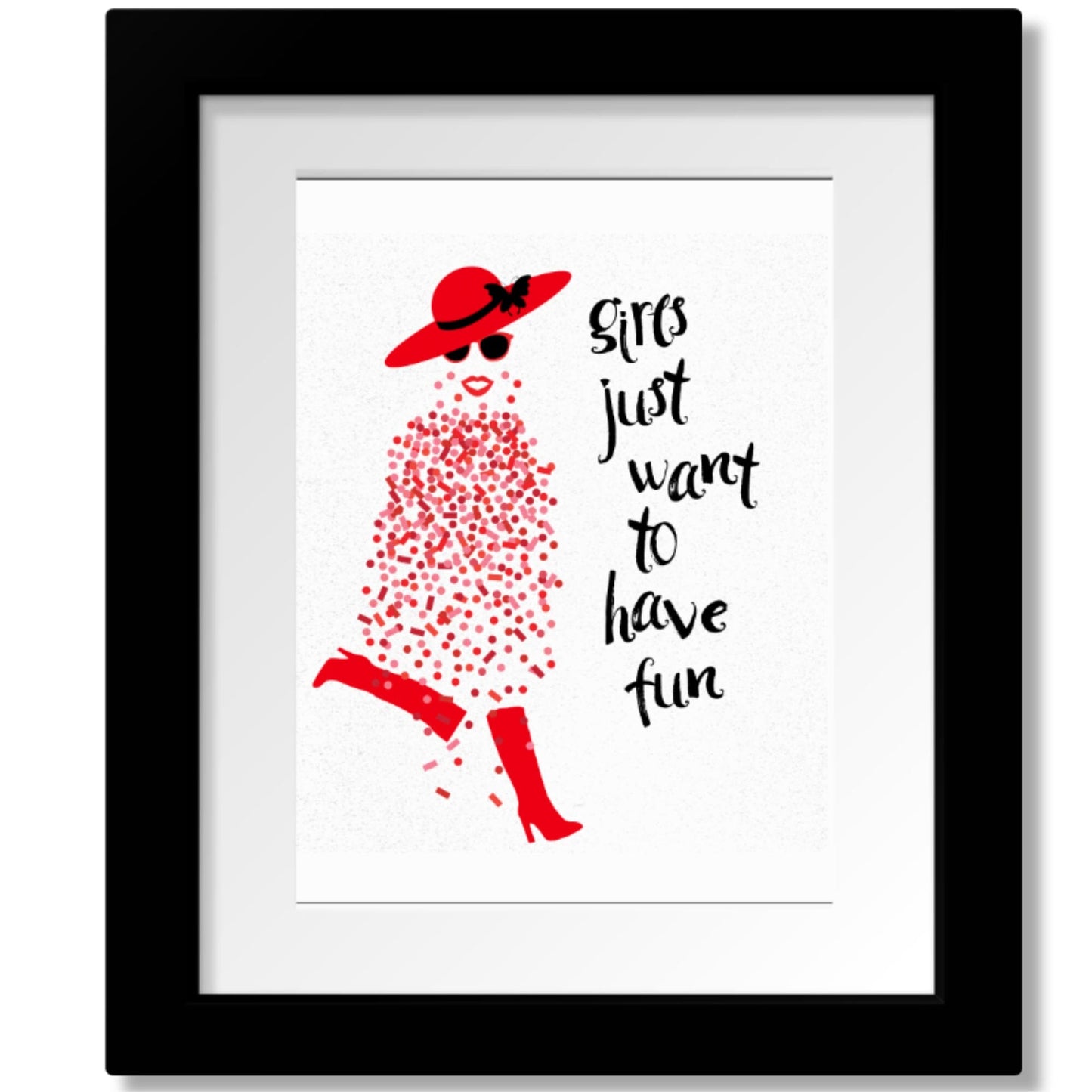 Girls Just Want to Have Fun by Cyndi Lauper - Lyric Inspired Art Song Lyrics Art Song Lyrics Art 8x10 Matted and Framed Print