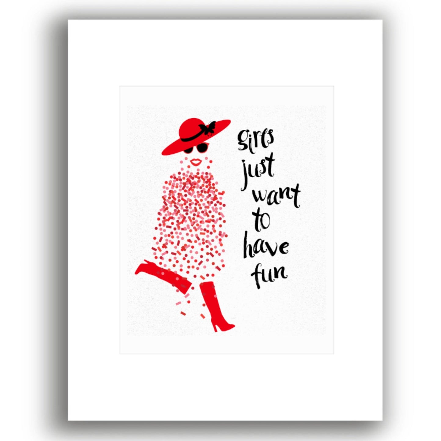 Girls Just Want to Have Fun by Cyndi Lauper - Lyric Inspired Art Song Lyrics Art Song Lyrics Art 8x10 White Matted Print