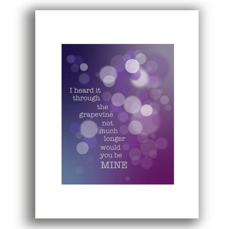 Heard it Through the Grapevine by Marvin Gaye - Lyric Art Song Lyrics Art Song Lyrics Art 8x10 Matted Unframed Print