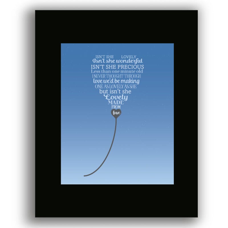 Isn't She Lovely by Stevie Wonder - Lyric Inspired Music Art Song Lyrics Art Song Lyrics Art 8x10 Black Matted Unframed Print