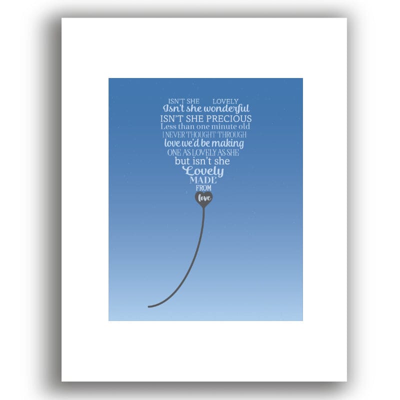 Isn't She Lovely by Stevie Wonder - Lyric Inspired Music Art Song Lyrics Art Song Lyrics Art 8x10 White Matted Unframed Print