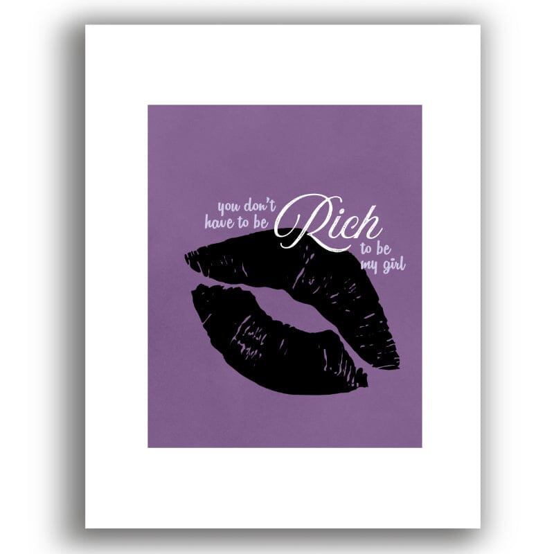 Kiss by Prince - Classic Rock Memorabilia Song Lyric Art Song Lyrics Art Song Lyrics Art 8x10 White Matted Print