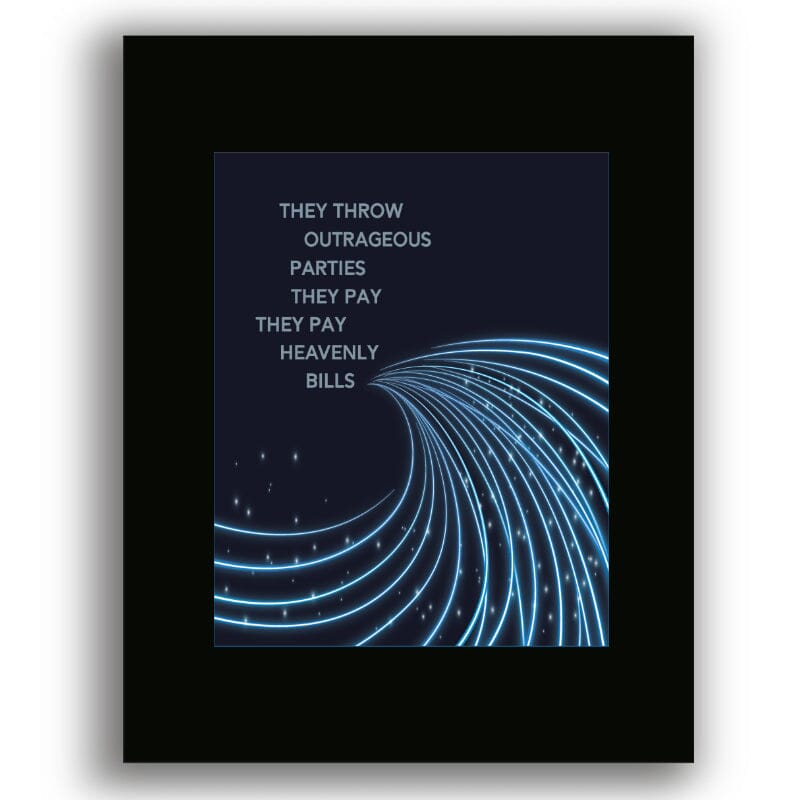 Life in the Fast Lane by the Eagles - Song Lyric Art Print Song Lyrics Art Song Lyrics Art 8x10 Black Matted Unframed Print