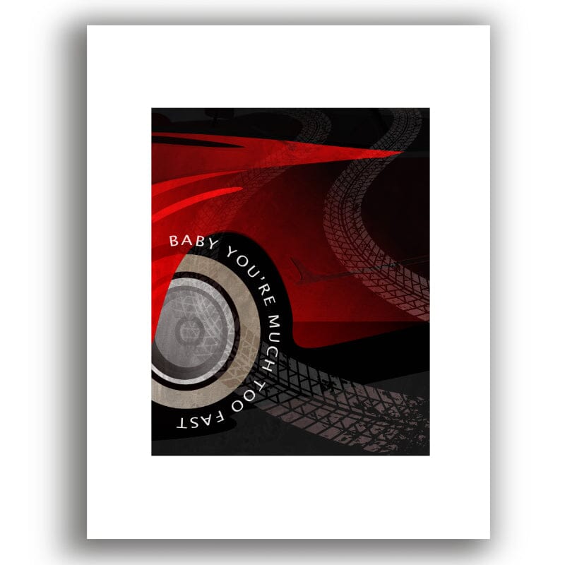 Little Red Corvette by Prince - Classic Rock Music Print Song Lyrics Art Song Lyrics Art 8x10 White Matted Unframed Print