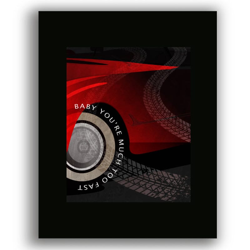 Little Red Corvette by Prince - Classic Rock Music Print Song Lyrics Art Song Lyrics Art 8x10 Black Matted Unframed Print