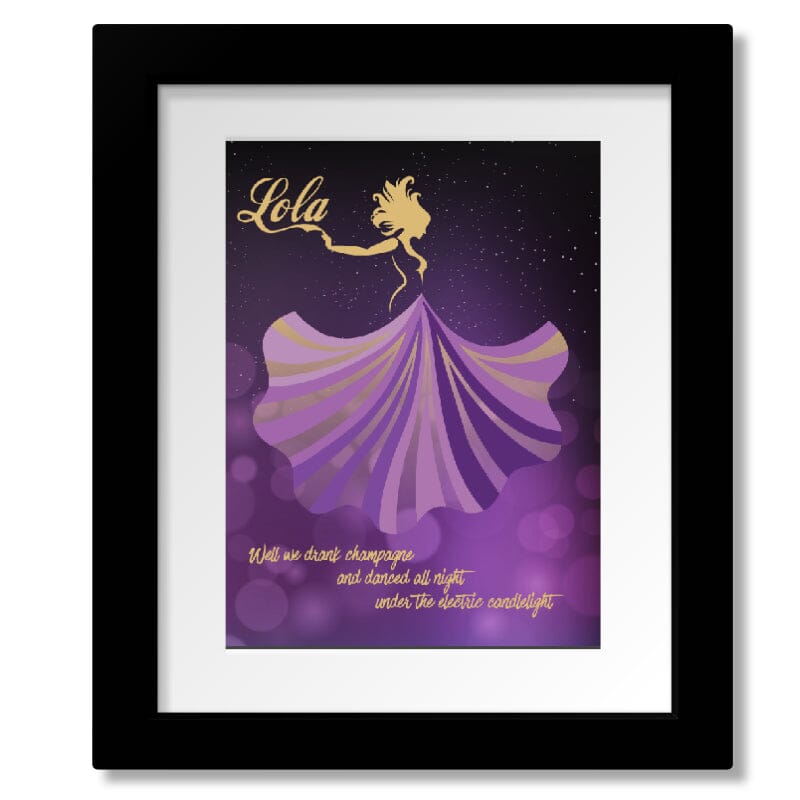 Lola by the Kinks - Classic Rock n' Roll 70s Song Lyric Art Song Lyrics Art Song Lyrics Art 8x10 Matted and Framed Print