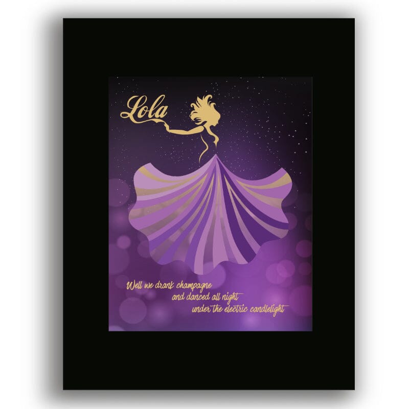 Lola by the Kinks - Classic Rock n' Roll 70s Song Lyric Art Song Lyrics Art Song Lyrics Art 8x10 Black Matted Unframed Print