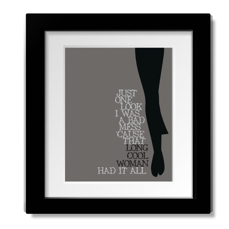 Long Cool Woman by the Hollies - Lyrically Inspired 70s Art Song Lyrics Art Song Lyrics Art 8x10 Matted and Framed Print