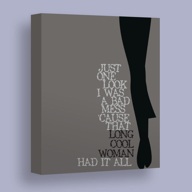 Long Cool Woman by the Hollies - Lyrically Inspired 70s Art Song Lyrics Art Song Lyrics Art 11x14 Canvas Wrap