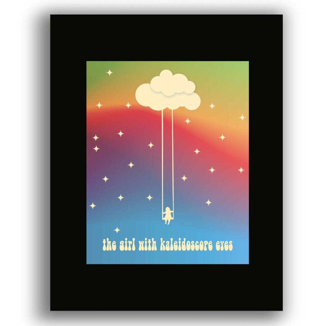 Lucy in the Sky with Diamonds by Beatles - Song Lyric Art Song Lyrics Art Song Lyrics Art 8x10 Black Matted Print