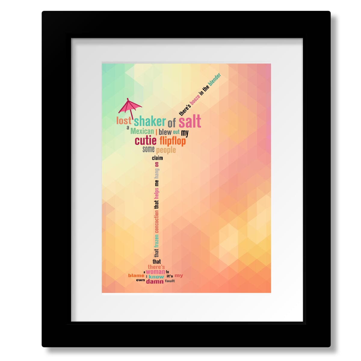 Margaritaville by Jimmy Buffett - Lyric Inspired Music Art Song Lyrics Art Song Lyrics Art 8x10 Matted and Framed Print