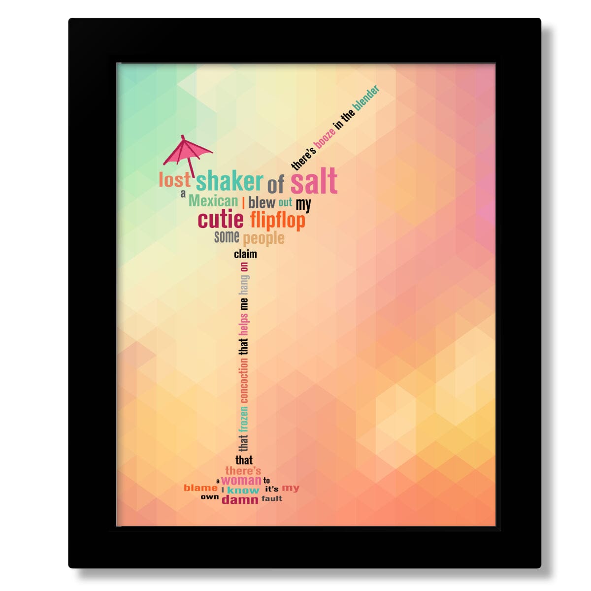 Margaritaville by Jimmy Buffett - Lyric Inspired Music Art Song Lyrics Art Song Lyrics Art 8X10 FRAMED PRINT (NO MAT)