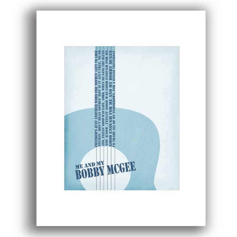 Me and Bobby McGee by Janis Joplin - Song Lyrics Poster Song Lyrics Art Song Lyrics Art 8x10 White Matted Print