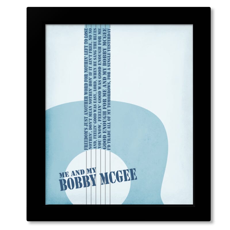 Me and Bobby McGee by Janis Joplin - Song Lyrics Poster Song Lyrics Art Song Lyrics Art 8x10 Framed Print (without Mat)