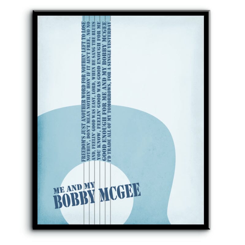 Me and Bobby McGee by Janis Joplin - Song Lyrics Poster Song Lyrics Art Song Lyrics Art 8x10 Plaque Mount