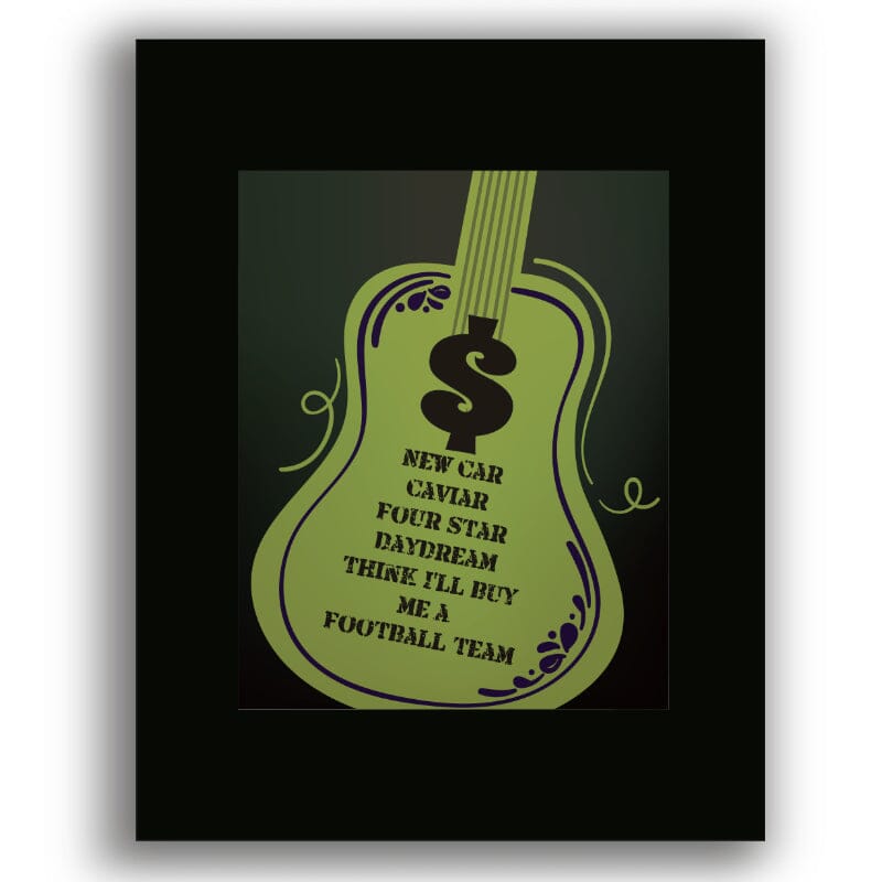 Money by Pink Floyd - Rock Music Song Lyric Art Print Song Lyrics Art Song Lyrics Art 8x10 Unframed Black Matted Print