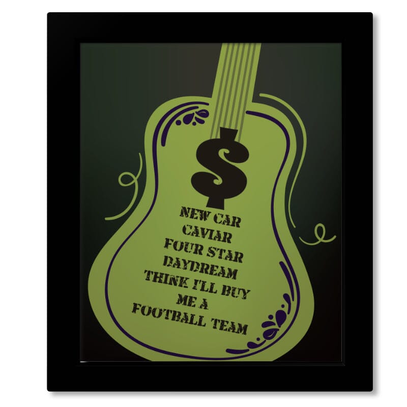 Money by Pink Floyd - Rock Music Song Lyric Art Print Song Lyrics Art Song Lyrics Art 8x10 Framed Print (without Mat)
