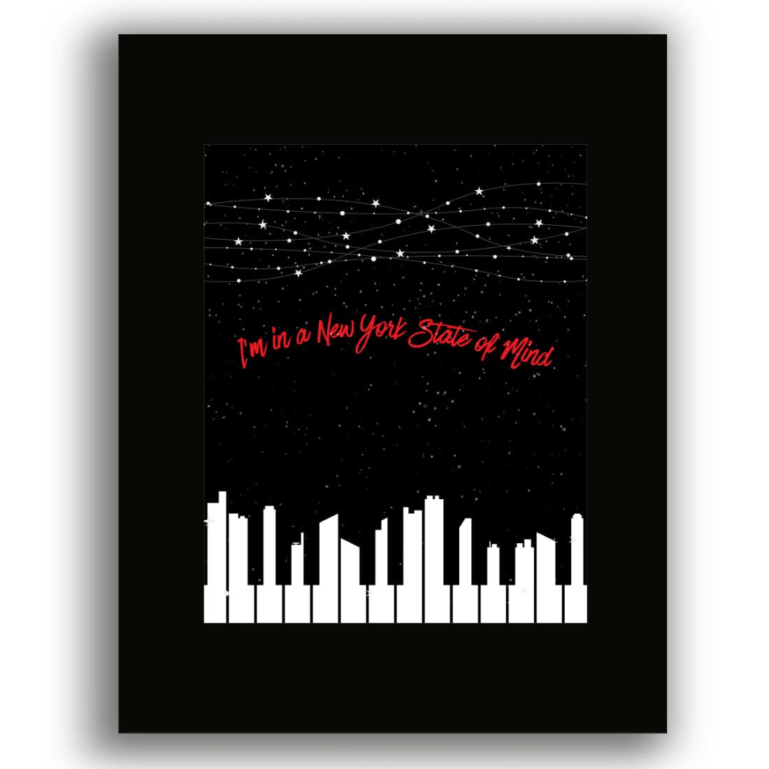 New York State of Mind by Billy Joel - Song Lyrics Art Print Song Lyrics Art Song Lyrics Art 8x10 Black Matted Print