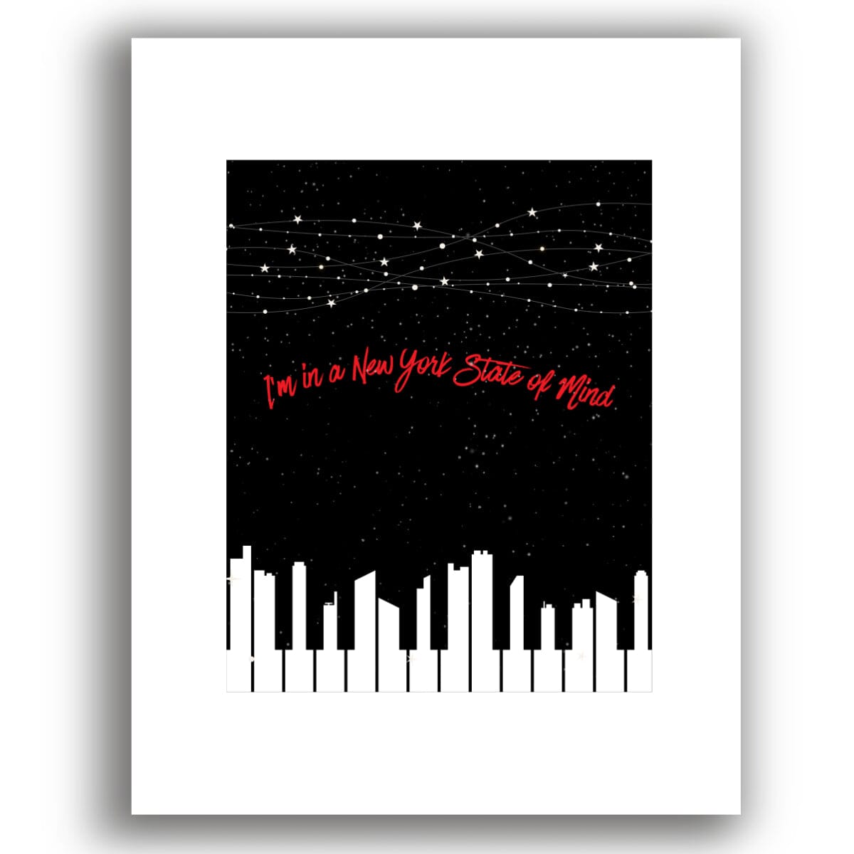 New York State of Mind by Billy Joel - Song Lyrics Art Print Song Lyrics Art Song Lyrics Art 8x10 White Matted Print