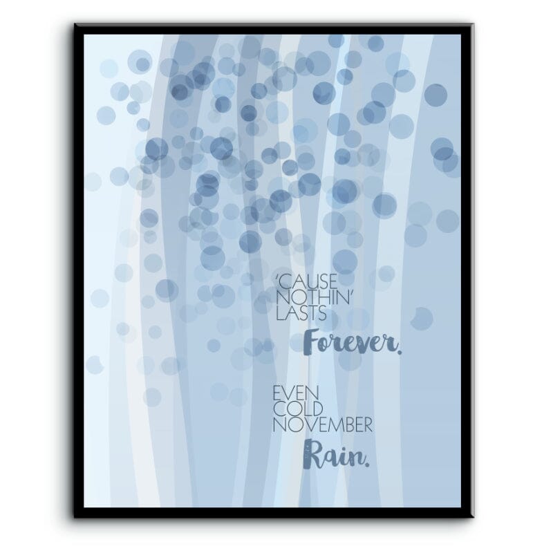 November Rain by Guns n' Roses - Lyric Inspired Music Print Song Lyrics Art Song Lyrics Art 8x10 Plaque Mount