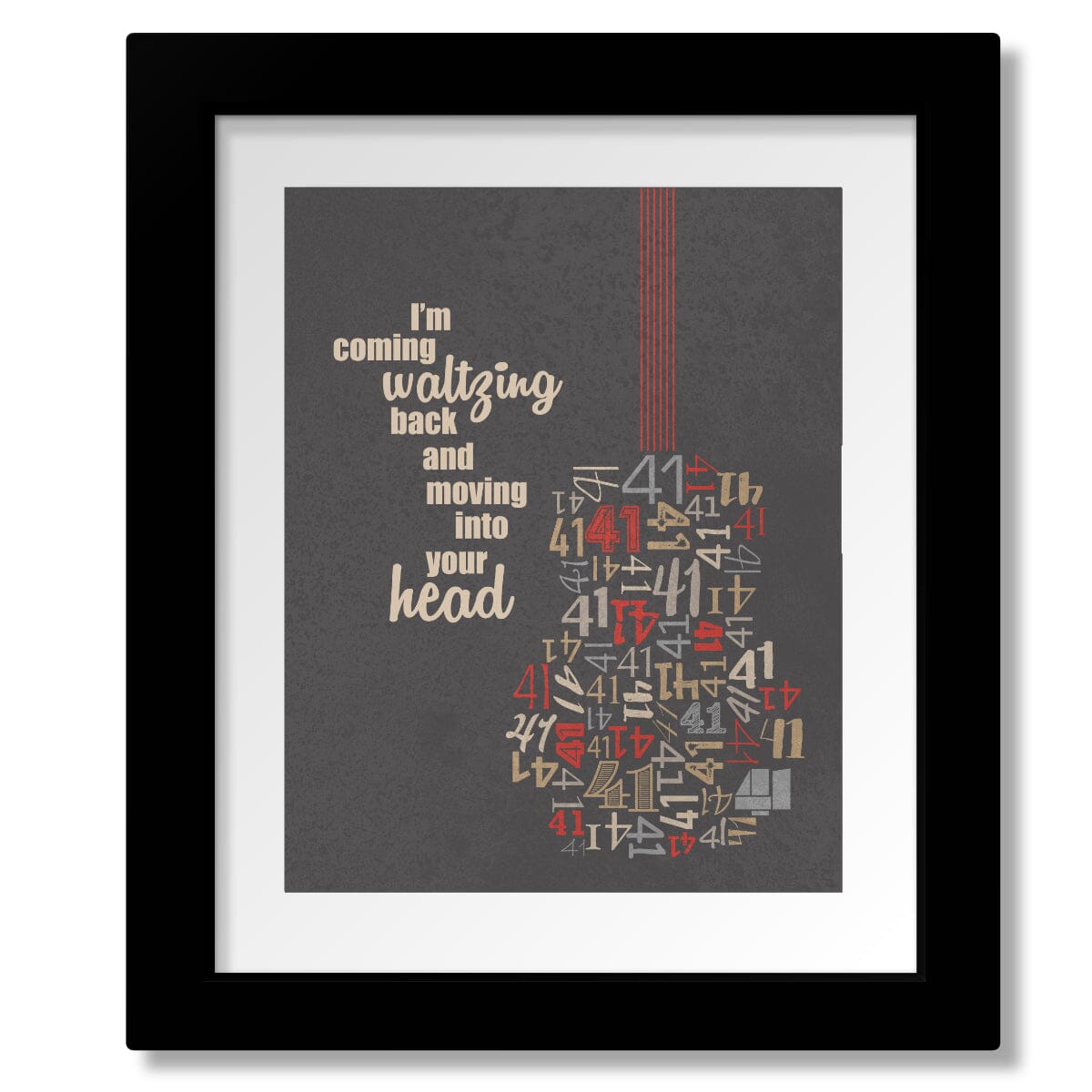No 41 Number by Dave Matthews Band - Lyric Inspired Art Song Lyrics Art Song Lyrics Art 8x10 Matted and Framed Print