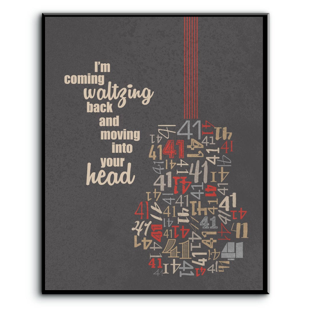 No 41 Number by Dave Matthews Band - Lyric Inspired Art Song Lyrics Art Song Lyrics Art 8x10 Plaque Mount