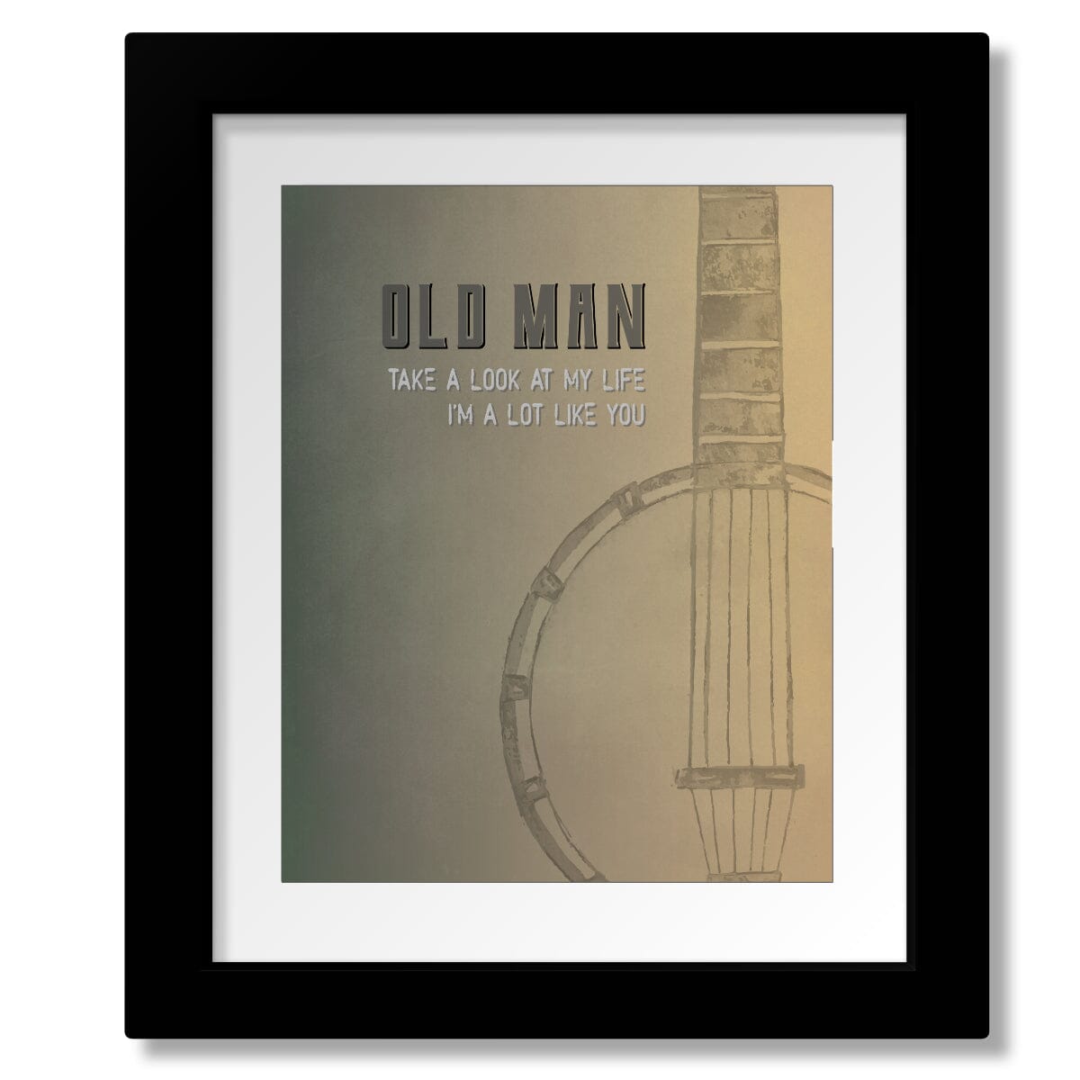 Old Man by Neil Young - Lyric Inspired Classic Rock Print Song Lyrics Art Song Lyrics Art 8x10 Matted and Framed Print