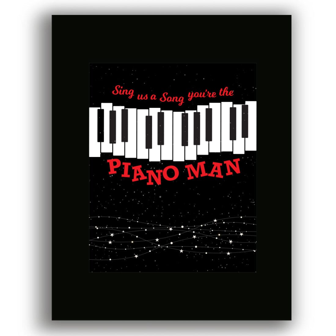 Piano Man by Billy Joel - Classic Rock Art Song Lyrics Print Song Lyrics Art Song Lyrics Art 8x10 Black Matted Print