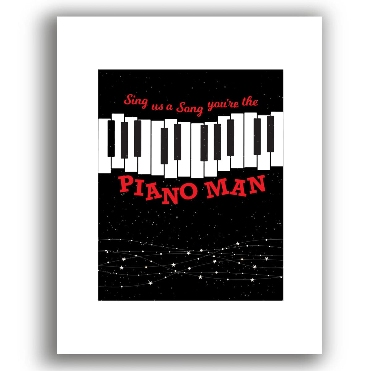 Piano Man by Billy Joel - Classic Rock Art Song Lyrics Print Song Lyrics Art Song Lyrics Art 8x10 White Matted Print