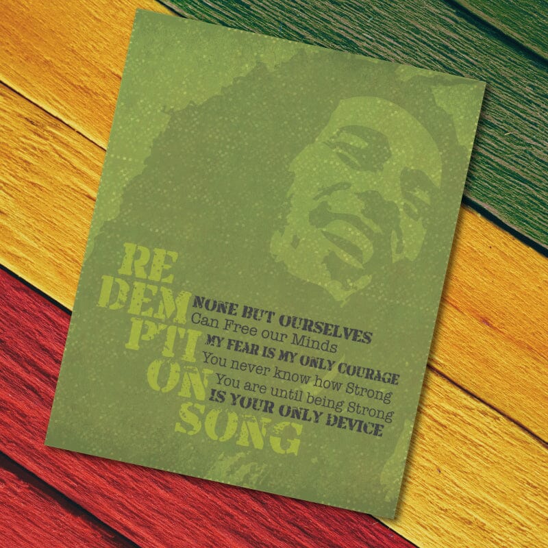 Redemption Song by Bob Marley - Lyric Reggae Inspired Art Song Lyrics Art Song Lyrics Art 8x10 Unframed Print