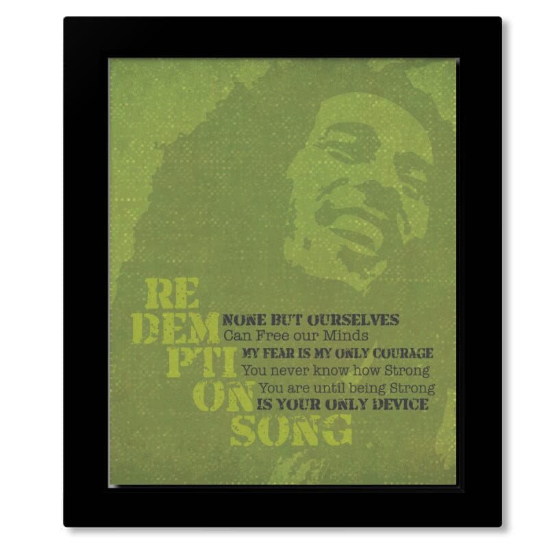 Redemption Song by Bob Marley - Lyric Reggae Inspired Art Song Lyrics Art Song Lyrics Art 8x10 Framed Print without Mat