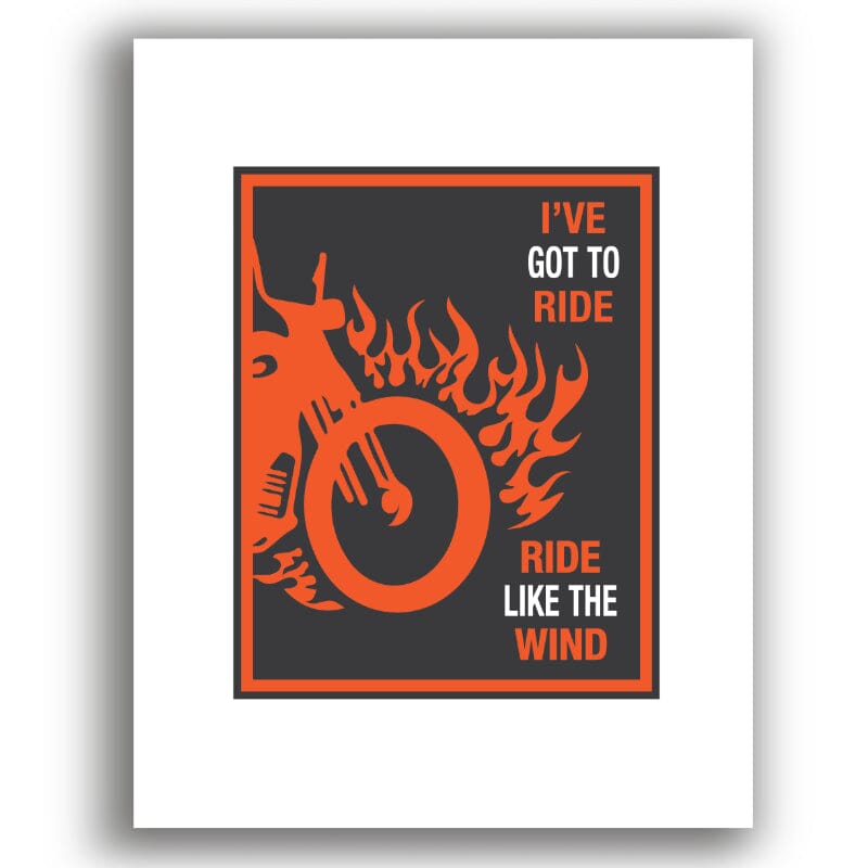 Ride Like the Wind by Christopher Cross - 70s Song Art Print Song Lyrics Art Song Lyrics Art 8x10 White Matted Unframed Print