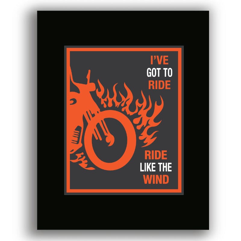 Ride Like the Wind by Christopher Cross - 70s Song Art Print Song Lyrics Art Song Lyrics Art 8x10 Black Matted Unframed Print