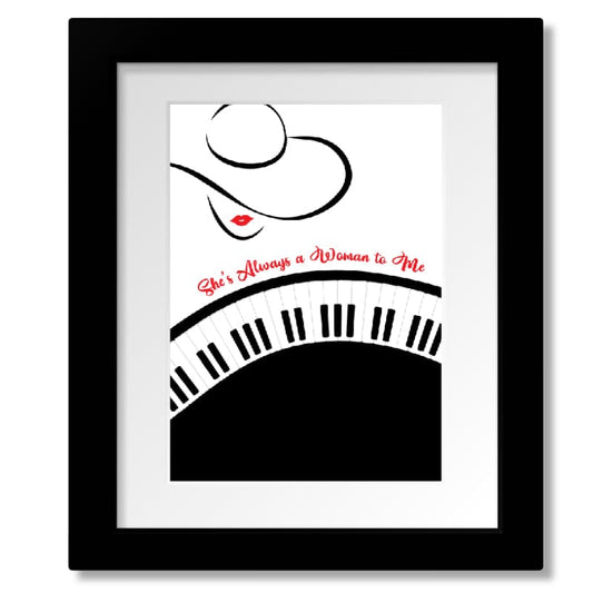 She's Always a Woman to Me by Billy Joel - Song Lyric Art Song Lyrics Art Song Lyrics Art 8x10 Matted and Framed Print
